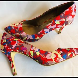 BCBGeneration Multi Color Floral Neon Pump Heels